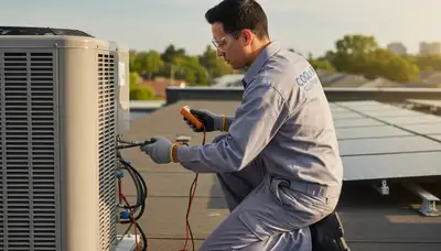 Technician performing professional AC repair in Saint Louis, MO for Five Star Cooling
