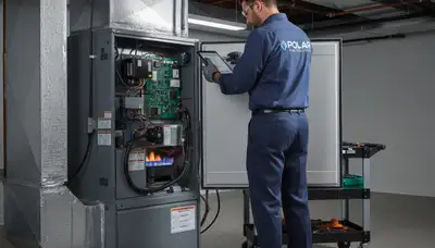 Technician providing furnace repair service in Saint Louis MO for Five Star Cooling