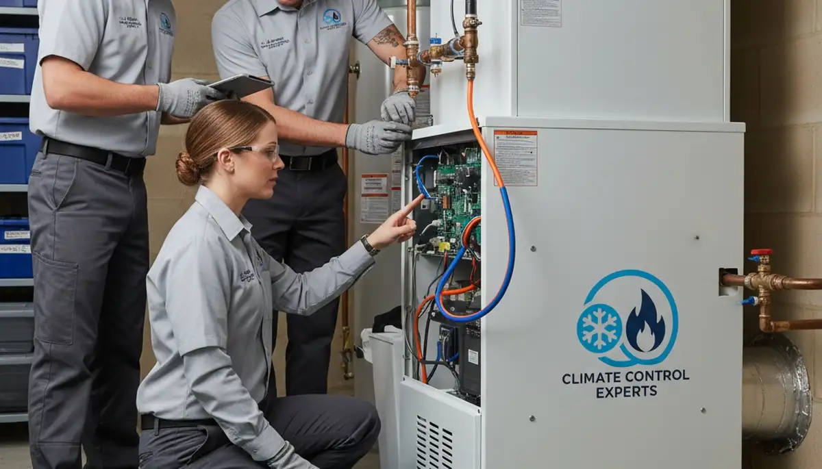 Technician performing heating repair on furnace in Saint Louis MO home