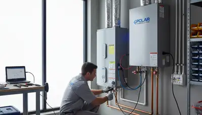 Technician repairing residential HVAC unit in Saint Louis MO for Five Star Cooling plumbing services
