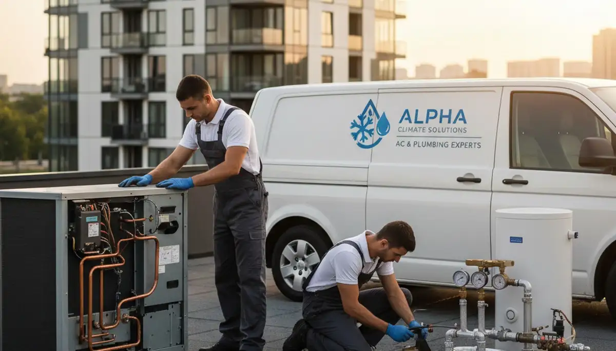 Technician fixing residential plumbing line in Saint Louis MO home for Five Star Cooling service